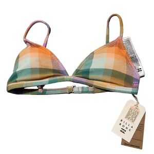 Billabong Bikini triangle top L/12 Waves Eco Collection Multicolor Stripe NWT